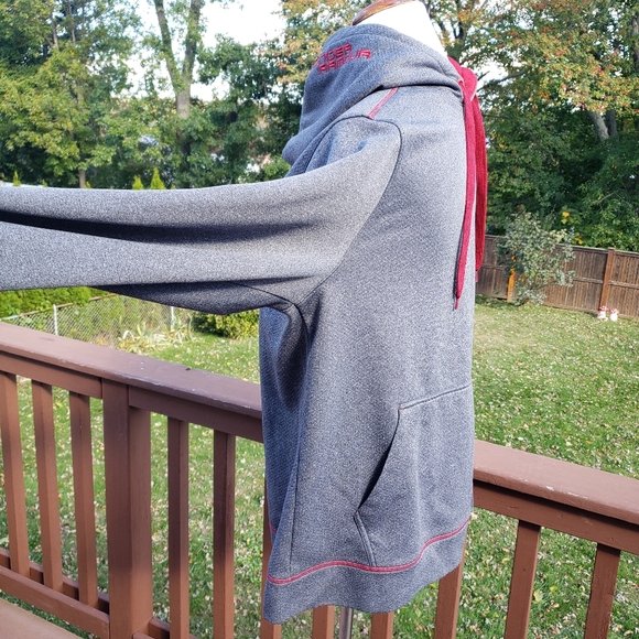 UNDER ARMOUR Hoodie Mens Sz M Grey Burgundy Red - Picture 9 of 12